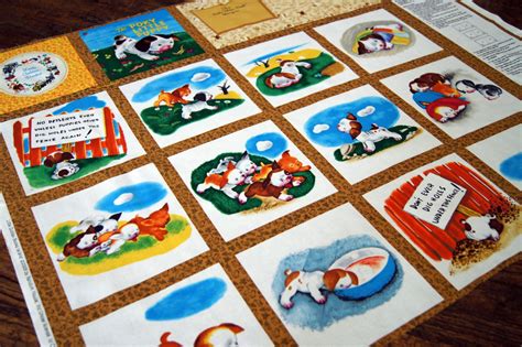 poky little puppy fabric panel.